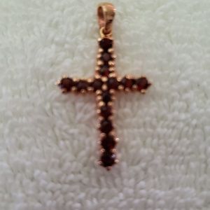 Vintage Style Garnet Cross Pendant